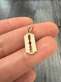 14K Gold Razor Blade Charm