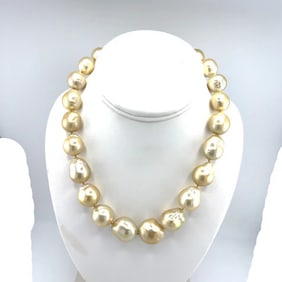 Huge Golden South Sea Baroque Pearl Necklace