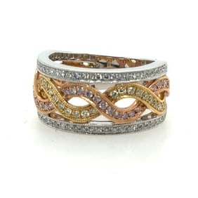 18k Pink, Yellow & White DIamond Band