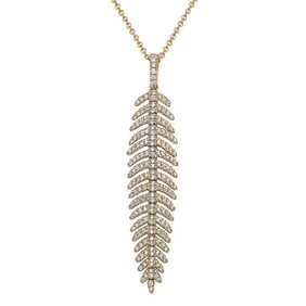 14k Diamond Feather Pendant