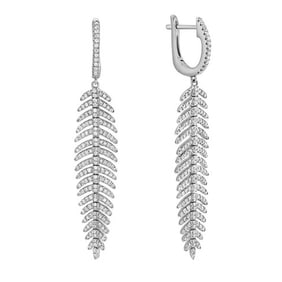 Diamond Feather Earrings