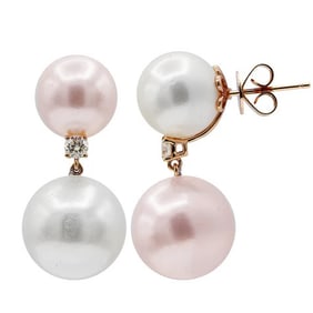 18k SOuth Sea & Fresh Water Pearl Earrings