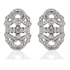 18k Art Deco Style Diamond Earrings