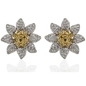 Flower Motif Diamond Earrings