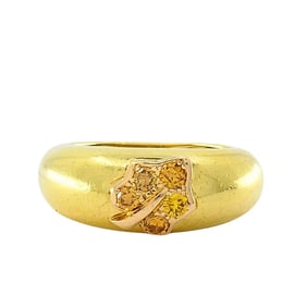 Van Cleef & Arpels 18k Gold Diamond Leaf Motif Ring