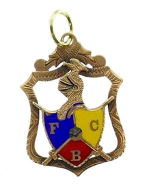 Antique 14k Yellow Rose Gold Knights of Pythias Enamel Charm Pendant