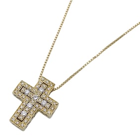 Damiani Belle Epoque 750YG Yellow Gold Cross Necklace with Diamonds, Polished, for Men and Women,