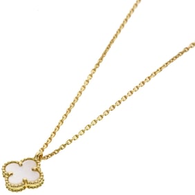 Van Cleef & Arpels Sweet Alhambra Shell Necklace in 18K Yellow Gold for Women.