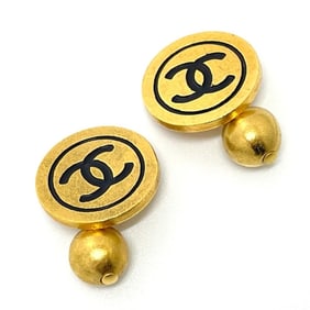 CHANEL CC Coco Mark 93A Vintage Metal Cufflinks for Women, Gold