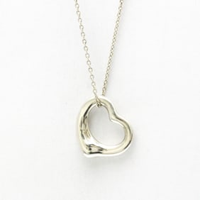 Tiffany Open Heart Silver 925 No Stone Men,Women Fashion Pendant Necklace (Silver)