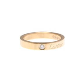Cartier Engraved Ring With 1 Diamond Fashion Diamond Band Ring Pink Gold