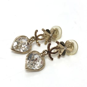 CHANEL CC Coco Mark Clover Heart B22S Earrings GP Women's Gold