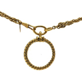 CHANEL Vintage Magnifying Glass Chain Necklace, Metal, Women's, Gold