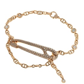 Hermes Hermès Chaine d'Ancre Punk Diamond Bracelet in 18K Pink Gold for Women