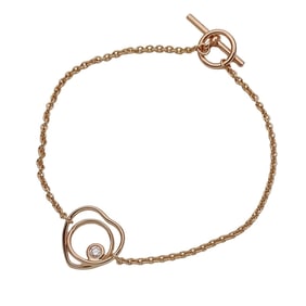 Hermes Hermès Vertige Cool TPM Women's Heart Bracelet in 750PG Pink Gold with One Diamond, SH Size,