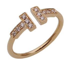 Tiffany & Co. Women's Ring, 750PG Diamond, T-Wire, Pink Gold, Size 10, Polished