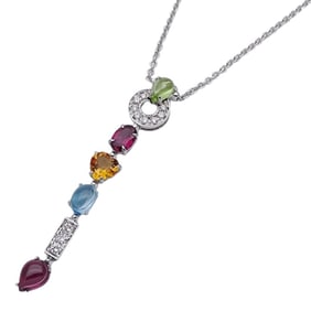 Bvlgari BVLGARI Women's Necklace in 750 White Gold with Diamonds, Blue Topaz, Peridot, Garnet,