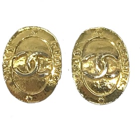 CHANEL Vintage CC Coco Mark Earrings, Metal, Women's, Gold