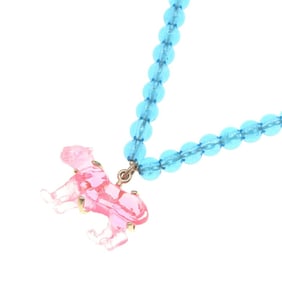 Christian Dior Dior necklace, pink and blue resin metal choker, panther motif, women's.