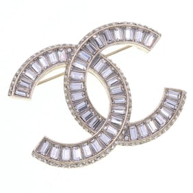 Chanel Coco Mark Brooch, Champagne Gold, Metal, Stone, 16V, 2016 Model, Women's, CHANEL