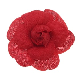 CHANEL Camellia Corsage Pin Brooch, Red Fabric, Women's, Flower,