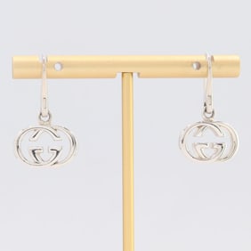 Gucci Interlocking G Earrings 223321 SV Sterling Silver 925 Double Hook Women's GUCCI