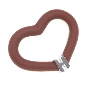 Hermès Brooch Au Coeur du Faubourg H500244 Gold Swift Leather Heart Pin Brown Women's HERMES