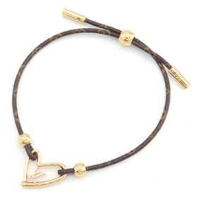 Louis Vuitton Fall in Love Bracelet M8024 Monogram Canvas Gold Metal Bangle Heart Women's LOUIS