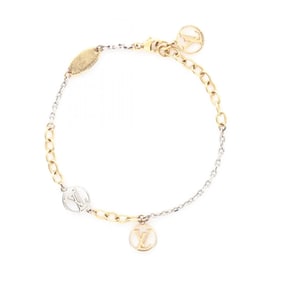 Louis Vuitton Logomania Bracelet, GP (Gold Plated) Stainless Steel, Women's, Gold and Silver