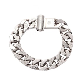 Louis Vuitton Brass Metal LV Chain Link Bracelet, Stainless Steel, Men's, Silver, M68273