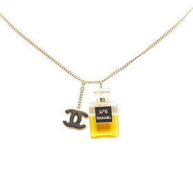 Chanel Coco Mark Perfume Bottle Motif Necklace, Gold and Yellow Plated, Women's, CHANEL