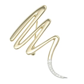 Tiffany & Co. Scribble Brooch in 18K Yellow Gold and Pt950 Platinum with Diamonds, Approx. 8.8g.