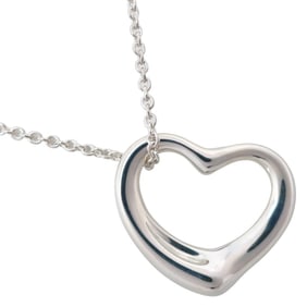 Tiffany & Co. Elsa Peretti Heart Necklace, 925 Sterling Silver, Approx. 5.8g, Open Heart, Women's