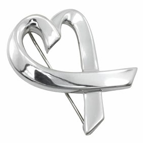 Tiffany & Co. Loving Heart Brooch by Paloma Picasso, 925 Sterling Silver, Approx. 10.6g, Women's