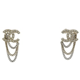 CHANEL COCO Mark Chain Earrings A21B x Metal Rhinestones Approx. 7.96g Women's