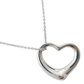 Tiffany & Co. Elsa Peretti Heart Necklace, 925 Sterling Silver, Approx. 9.3g, Open Heart, Women's