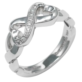 Tiffany & Co. Double Loving Heart Ring, size 12.5, 18K white gold with diamonds, approximately 6.1g.