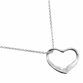 Tiffany & Co. Elsa Peretti Heart Necklace, 925 Sterling Silver, Approx. 4.8g, Open Heart, Women's