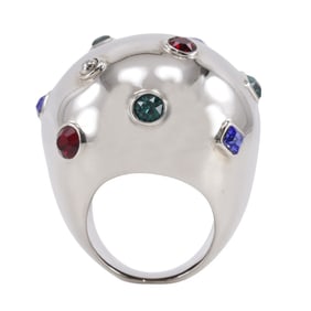 Louis Vuitton Bookle Dreille Ring, Size 13.5, Strass Cocktail Planet Design with Rhinestones,