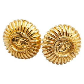 CHANEL Coco Mark Earrings, Gold Plated, Women's,