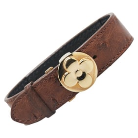 Louis Vuitton Good Luck Bracelet M64441 Brown Gold Ostrich Plated Women's LOUIS VUITTON