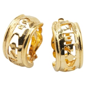 CHANEL Logo Half Hoop Earrings, Gold Plated, Women's,