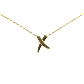 Tiffany & Co. Paloma Picasso Graffiti X Kiss Necklace in 18KY Yellow Gold for Women.