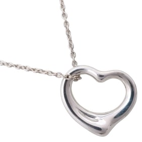 Tiffany & Co. Elsa Peretti Heart Necklace, 925 Sterling Silver, Approx. 2.8g, Open Heart, Women's