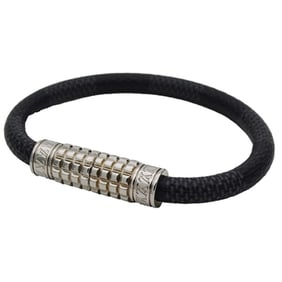 Louis Vuitton Damier Graphite Men's Bracelet, Digit, Silver Hardware, Black, M6626E, Size 19