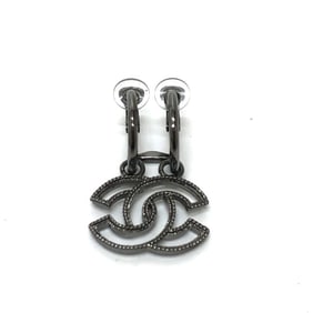 CHANEL CC Coco Mark A17S Metal Earrings, Women's, Black