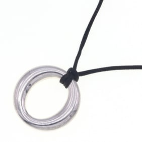 Tiffany & Co. Elsa Peretti Sebiana sterling silver 925 fabric cord pendant choker oval necklace for