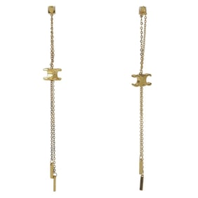 Celine Triomphe Lariat Earrings, Gold Plated, Approx. 6.6g, Women's, S162125383