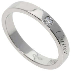 Cartier Engraved 1P Diamond #52 Ring in Platinum PT950 for Women