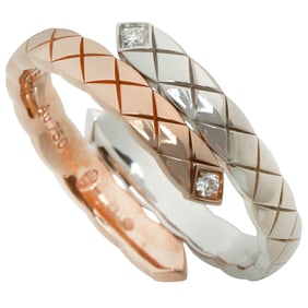 Like new CHANEL 5.9g Coco Crush Ring J11971 18KPG 18KWG 2 Diamonds #58 Size 18